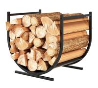 Outsunny Range-bûches porte buche de cheminée incurvé robust pour intérieur et extérieur, cadre en métal, 43 x 33 x 38 cm, noir