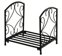Outsunny Range-bûches porte buche de cheminée pieds surélevés pour intérieur et extérieur, cadre en métal, 39,5x31,5x39,5cm, noir