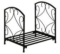 Outsunny Range-bûches porte buche de cheminée, support à bois de chauffage avec pieds surélevés pour intérieur et extérieur, charge 50 kg, cadre en métal, 39,5 x 31,5 x 39,5 cm, noir