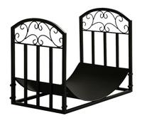 Outsunny Porte-bûches en métal époxy 60,5×36×46,5 cm charge 60 kg noir