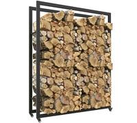 Outsunny Range-bûches porte-bûches chariot à bois de chauffage avec 4 roues pour intérieur extérieur charge max. 150 kg 120l x 32P x 151H cm métal noir