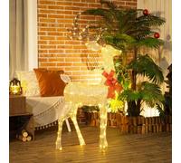 Outsunny Renne de Noël Lumineux Décoration Noël Acier 137 LED Blanc Chaud | Décoration Renne Lumineux, pour Intérieur, Extérieur, Jardin, Pelouse