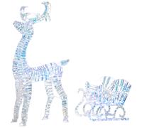 Outsunny Renne et traîneau lumineux de Noël avec 170 LED blanc chaud, décoration de Noël pour intérieur et extérieur, 60x29x115cm