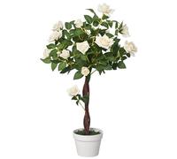 Outsunny rosiers artificiels Grand 90 cm Plante Artificielle, Plastique Plantes artificielles Rosier en Pot, Arbre Artificiel comme Un Vrai pour Salon Chambre Bureau Jardin décoration Moderne Cadeau