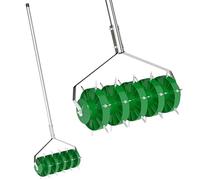 Outsunny Rouleau Aérateur de Pelouse Manuel avec Poignée Amovible en 3 Pièces, Outil de Carottage de Pelouse pour Jardin, Terrasse, Cour, Aérateur de Gazon 45 x 21 x 140 cm Vert Foncé