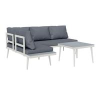Outsunny Salon de jardin 3 pièces - Canapé d'angle modulable avec assise réglable, coussins confort, table effet bois - Gris