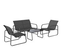 Outsunny Salon de jardin 4 pièces avec canapé, fauteuils et table basse, gris foncé et noir