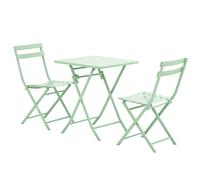 Outsunny Salon de jardin bistro pliable - table carré avec 2 chaises pliantes - acier thermolaqué vert