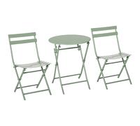 Outsunny Salon de jardin bistro pliable - table ronde Ø 60 cm avec 2 chaises pliantes - métal thermolaqué vert-AOSOM.fr