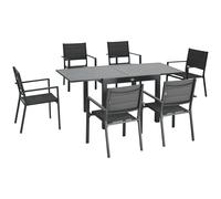 Outsunny Salon de jardin en aluminium et textilène table extensible 90 à 180 cm 6 chaises empilables 4/6 personnes gris Aosom France
