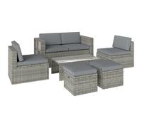 Outsunny Salon de Jardin en Résine Tressée Demi-Ronde 6 Pièces Encastrable Gain de Place 135x66x62cm Gris