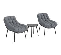 Outsunny Salon de Jardin Extérieur 2 Personnes en Résine Tressée Acier Gris | Ensemble de Meubles de Jardin, Coussins de 15 cm d'Épaisseur, pour Balcon, Terrasse, Patio