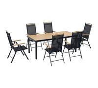 Outsunny Salon de jardin 6 pers – Table 190 cm, 6 chaises pliables et inclinables, cadre aluminium