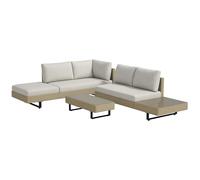 Outsunny Salon de jardin extšŠrieur d'angle 5 places design contemporain coussins dšŠhoussables table basse acier šŠpoxy ršŠsine tressšŠe beige