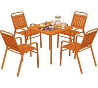 Outsunny Salon de jardin extšŠrieur 5 piššces, table de jardin extšŠrieure avec 4 chaises empilables, plateau š€ lattes 80 cm, structure en acier anti-rouille, mobilier de jardin, terrasse, patio, ora