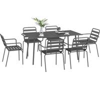 Outsunny Salon de jardin extšŠrieur ensemble salle š€ manger de jardin 7 piššces avec 1 table et 6 chaises empilables en acier gris