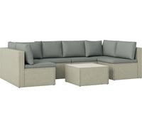 Outsunny Salon de jardin extšŠrieur modulable 6 personnes en ršŠsine tressšŠe, salon de balcon avec canapšŠs et table basse en verre trempšŠ coussins dšŠhoussables inclus pour patio balcon terrasse, m