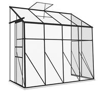 Outsunny Serre adossée, Serre de Jardin Polycarbonate avec Porte coulissante, Cadre et Fondation en Aluminium, évent de Toit réglable 5 Niveaux, Noir