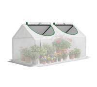 Outsunny Serre avec fenêtre - Film grillagé en polyéthylène - en Acier - pour Balcon, Jardin, Serre à tomates - 120 x 60 x 60 cm - Blanc