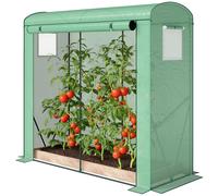 Outsunny Serre avec fenêtres en filet et porte enroulable, serre en film sur armature acier 200 x 75 x 188 cm Vert