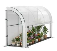 Outsunny Serre avec Porte roulante, résistante à l'hiver, Serre en Acier pour Balcon, Jardin, Serre à tomates avec Protection UV 300x80x157cm Serre à tomates pour légumes Fleurs Plantes Blanc