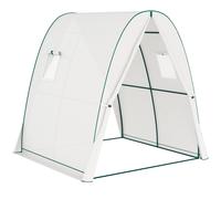 Outsunny Serre de jardin 1,8 x 1,8 x 2 m avec portes enroulables et grandes fenêtres, serre tunnel de jardin, blanc