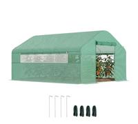 Outsunny Serre de Jardin 12 m², Serre Tunnel de Jardin 4 x 3 x 2 m avec Portes enroulables et Grandes fenêtres en Maille, Serre en Acier galvanisé et PE Haute densité 140 g/m² résistante aux UV, Vert