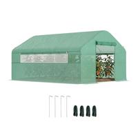 Outsunny Serre de Jardin 12 m², Serre Tunnel de Jardin 4 x 3 x 2 m avec Portes enroulables et Grandes fenêtres en Maille, Serre en Acier galvanisé et PE Haute densité 140 g/m² résistante aux UV, Vert