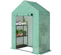 Outsunny Serre de Jardin 143 x 73 x 195 cm avec Étagère à 2 Niveaux, Vert