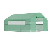 Outsunny Serre de jardin 4 x 3 x 2m avec portes enroulables et grandes fenêtres, serre tunnel de jardin, vert