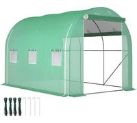 Outsunny Serre de jardin 3 x 2 m (6 m²) - 1 porte, 2 parois zippées, PE 140 g/m², vert