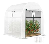 Outsunny Serre de jardin à tunnel 1,8 x 1,8 x 2 m avec 2 portes et fenêtres enroulables, serre pour jardin avec structure en acier et couverture PE, pour jardin légumes, fleurs, fruits, anti-UV, blanc
