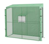 Outsunny Serre de jardin adossée murale serre à tomate 2 Portes zippées enroulables, 1 fenetre, dim. 200L x 80l x 200/180H cm