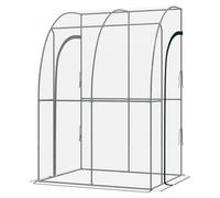 Outsunny Serre de Jardin adossée serre adossée 2 portes zippées enroulables acier PVC transparent