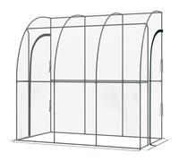Outsunny Serre de jardin adossée, serre de balcon, bâche renforcée PVC, 2 portes enroulables, 214 x 118 x 212 cm, transparent