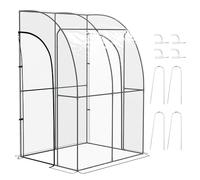Outsunny Serre de Jardin adossée, Serre de Balcon, bâche renforcée PVC, châssis en Acier, 2 Portes zippées enroulables, pour légumes Plantes Fleurs, intérieur et extérieur, 143x118x212cm, Transparent