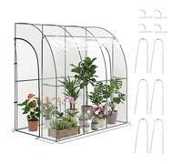 Outsunny Serre de Jardin adossée, Serre de Balcon, bâche renforcée PVC, châssis en Acier, 2 Portes zippées enroulables, pour légumes Plantes Fleurs, intérieur et extérieur, 214x118x212cm, Transparent