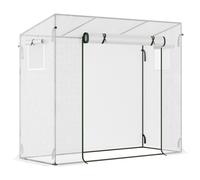 Outsunny Serre de Jardin Anti-UV 2 fenêtres moustiquaires + Barres renforcement 200 x 76 x 168 cm Acier PE blanc