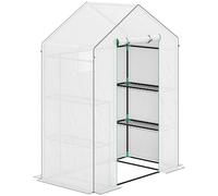 Outsunny Serre de jardin avec 1 porte 1 fenêtre étagères 3 niveaux pour Légumes Plantes Fleurs Bâche PE 143 x 74 x 190 cm blanc