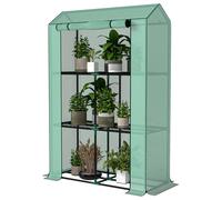 Outsunny Serre de jardin avec étagères 3 niveaux serre d'hivernage bâche renforcée en PE porte enroulable 100 x 40 x 150 cm vert