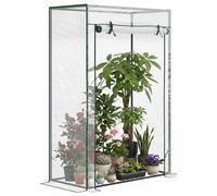 Outsunny Serre de Jardin Bâche Renforcée PVC 100 x 50 x 150 cm Blanc | Serre de Balcon, Châssis en Acier, Porte Zippée Enroulable, pour Légumes Plantes Fleurs, Toutes Saisons Intérieur Extérieur