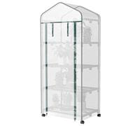 Outsunny Serre de jardin balcon étagère serre 4 niveaux 69 x 50 x 165 cm acier époxy bâche amovible PE haute densité blanc