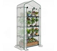 Outsunny Serre de jardin balcon étagère serre 4 niveaux 69L x 50l x 160H cm acier galvanisé bâche amovible PE haute densité blanc-AOSOM.fr