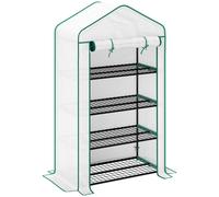 Outsunny Serre de jardin balcon étagère serre 4 niveaux 90 x 49 x 160 cm acier galvanisé bâche amovible PE haute densité blanc