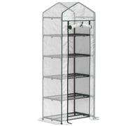 Outsunny Serre de jardin balcon étagère serre 5 niveaux 0,69 x 0,49 x 1,93 m acier bâche amovible PE blanc