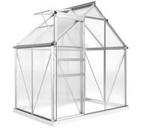 Serre de jardin - Outsunny - aluminium polycarbonate - avec fondation, fenêtre réglable, porte coulissante - 192,5 x 131 x 200 cm