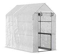 Serre de jardin - Outsunny - avec étagère 2 niveaux bâche renforcée 140 g/m² porte zippée - acier PE - 186x120x190cm - blanc