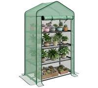 Outsunny Serre de jardin PE 4 niveaux 90x49x160 cm acier bâche 135 g/m² Vert