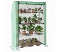 Mini serre de jardin serre de balcon serre à 4 étages avec châssis en acier & bâche en PE renforcée, intérieur et extérieur portable porte