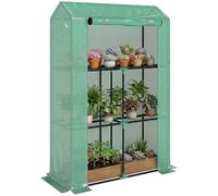 Outsunny Serre de Jardin PE avec étagères 5 Niveaux, Serre de Balcon, bâche renforcée, châssis en Acier, Porte zippée Enroulable, pour légumes Plantes Fleurs, 69 x 49 x 193 cm, Vert